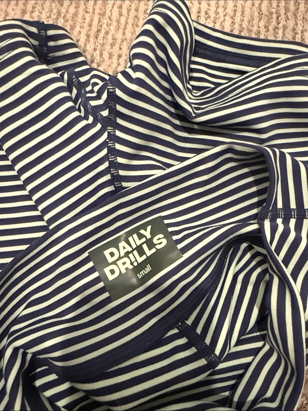 BRAND NEW Daily Drills Play! Shortie Shorts - Navy + Mint Stripe - SMALL - Picture 3 of 6